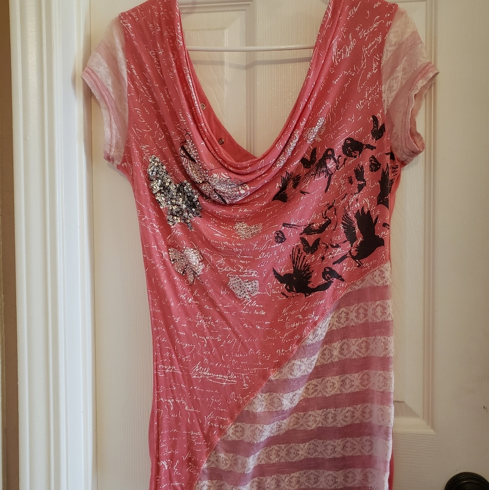 Coral Embellished Shirt L